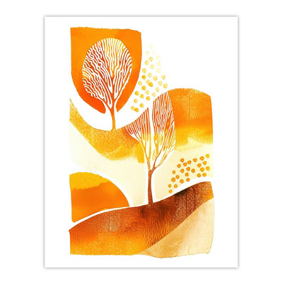 Artery8 Unframed Wall Art Autumn Countryside Trees Abstract Watercolour12X16 Inch from B&Q
