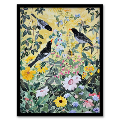 Artery8 Birds In Blooming Spring Wildflower Field Wall Art PrintA4 Size from B&Q