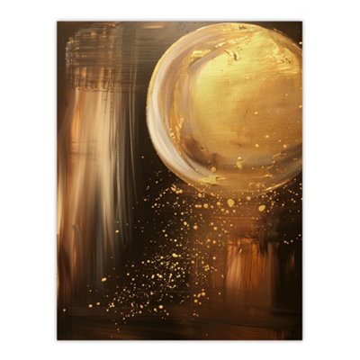 B&Q -  Unframed Wall Art Full Moon Golden Glimmers Abstract Painting12X16 Inch