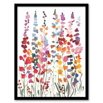 Artery8 Colourful Abstract Autumn Wildflowers Watercolour Wall Art PrintA4 Size from B&Q