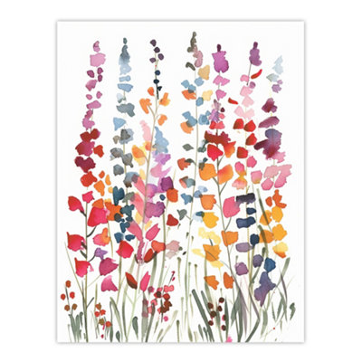 Artery8 Unframed Wall Art Colourful Abstract Autumn Wildflowers Watercolour12X16 Inch from B&Q