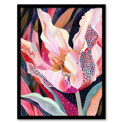 Artery8 Framed Wall Art Dutch Tulip Mania Colourful Flower Folk Patterns12X16 Inch from B&Q