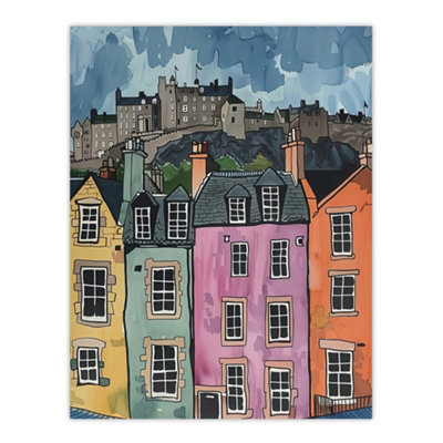 Artery8 Unframed Wall Art Edinburgh Castle Grassmarket Cityscape Scotland12X16 Inch from B&Q