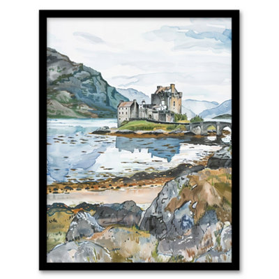 Artery8 Framed Wall Art Eilean Donan Castle Loch Lake Scotland Landscape12X16 Inch from B&Q