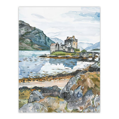 Artery8 Unframed Wall Art Eilean Donan Castle Loch Lake Scotland Landscape12X16 Inch from B&Q