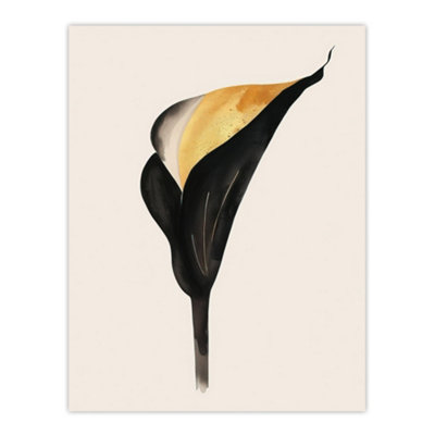 Artery8 Unframed Wall Art Elegant Calla Lily Flower Bloom Black Gold Floral12X16 Inch from B&Q