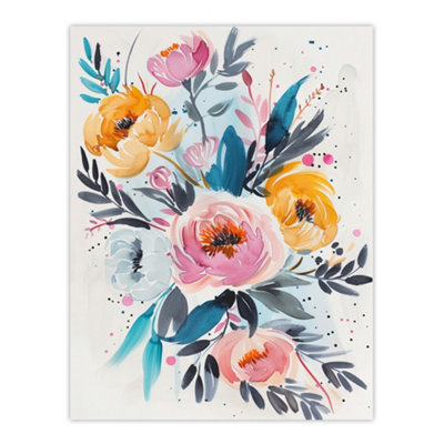 Artery8 Unframed Wall Art Elegant Peony Flower Bouquet Floral Watercolour12X16 Inch from B&Q