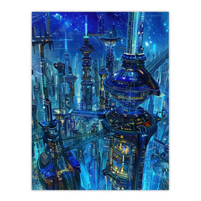 Artery8 Unframed Wall Art Futuristic City Sci Fi Cityscape Conceptual12X16 Inch from B&Q