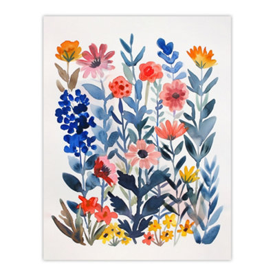 Artery8 Unframed Wall Art Garden Flowers In Spring Scandi Folk Watercolour12X16 Inch from B&Q