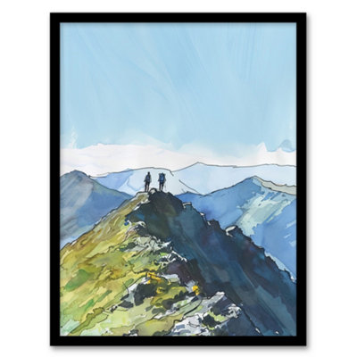 Artery8 Framed Wall Art Hikers On Helvellyn Mountain Ridge Landscape12X16 Inch from B&Q