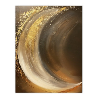Artery8 Unframed Wall Art Crescent Moon Gold Orange Grey Abstract Painting12X16 Inch from B&Q