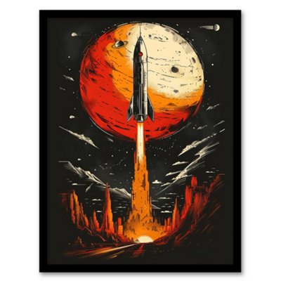 Artery8 Rocket Launch Alien Planets Space Exploration Wall Art PrintA4 Size from B&Q