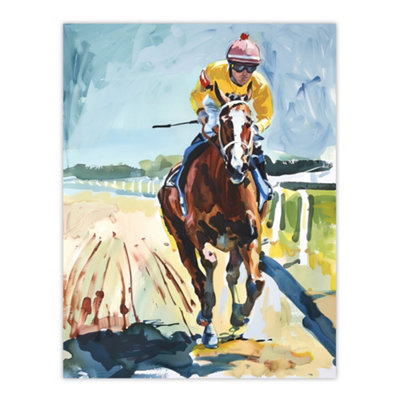 Artery8 Unframed Wall Art Horse Racing Jockey Artistic Painting12X16 Inch from B&Q