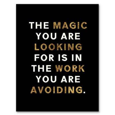 Artery8 Dipen Parmar Magic Black Gold Motivational Quote Wall Art PrintA4 Size