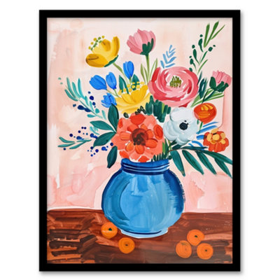 Artery8 Framed Wall Art Flower Bouquet Vase And Fruit Still Life Painting12X16 Inch from B&Q