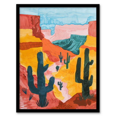 Artery8 Framed Wall Art Grand Canyon Saguaro Cactus Arizona Landscape12X16 Inch from B&Q