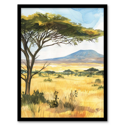 Artery8 Mount Kilimanjaro Savanna Tanzania Landscape Wall Art PrintA4 Size from B&Q