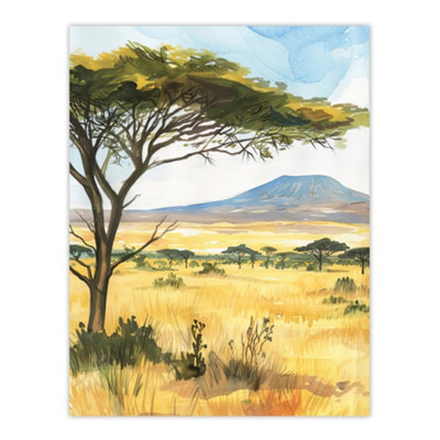Artery8 Unframed Wall Art Mount Kilimanjaro Savanna Tanzania Landscape12X16 Inch from B&Q