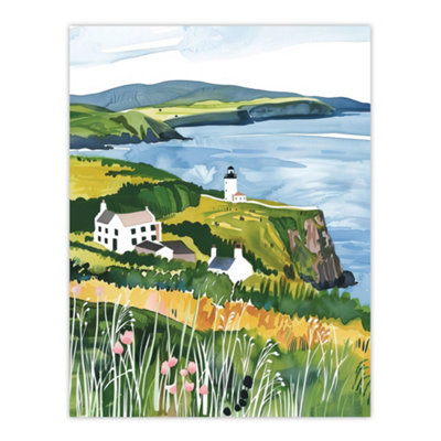 Artery8 Unframed Wall Art Mull Of Kintyre Lighthouse Coastal Scotland12X16 Inch from B&Q
