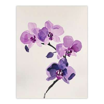 Artery8 Unframed Wall Art Purple Orchid Flower Abstract Floral Watercolour12X16 Inch from B&Q