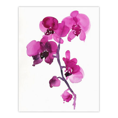 Artery8 Unframed Wall Art Elegant Pink Orchid Abstract Floral Watercolour12X16 Inch from B&Q