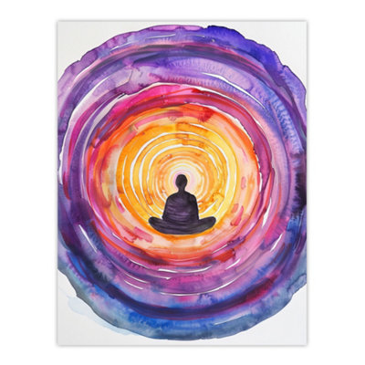 Artery8 Purple/Orange Unframed Wall Art Chakra Energy Vortex Meditation - 12X16 Inch