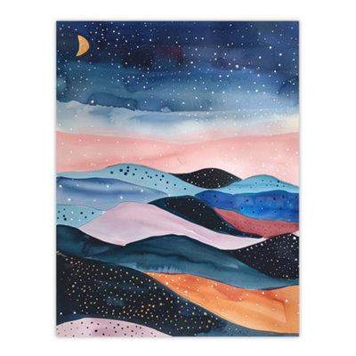 Artery8 Unframed Wall Art Abstract Boho Landscape Starry Night Sky Folk12X16 Inch from B&Q
