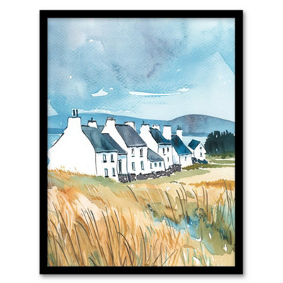 Artery8 Isle Of Jura White Fishermen Cottages Scotland Wall Art PrintA4 Size from B&Q