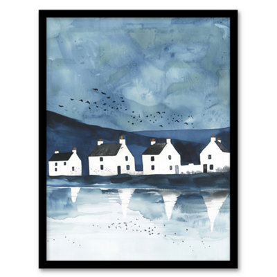 Artery8 White Fisherman Cottages Isle Of Jura Scotland Wall Art PrintA4 Size from B&Q