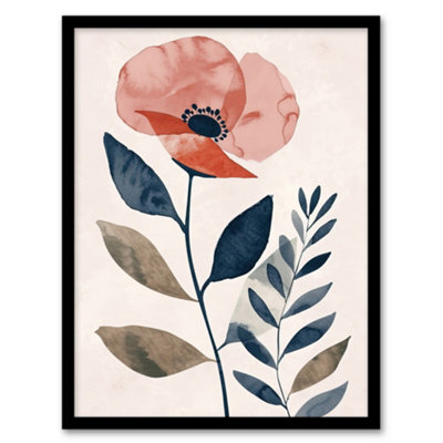 Artery8 Singe Boho Poppy Flower Floral Watercolour Wall Art PrintA4 Size from B&Q