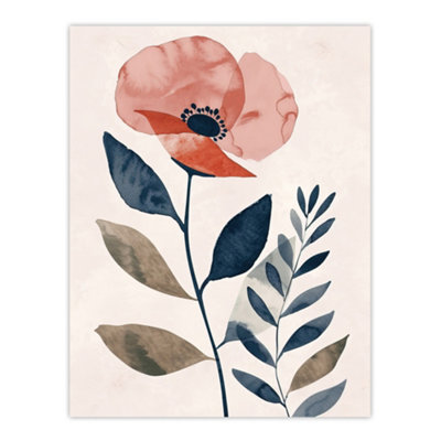 Artery8 Unframed Wall Art Singe Boho Poppy Flower Floral Watercolour12X16 Inch from B&Q