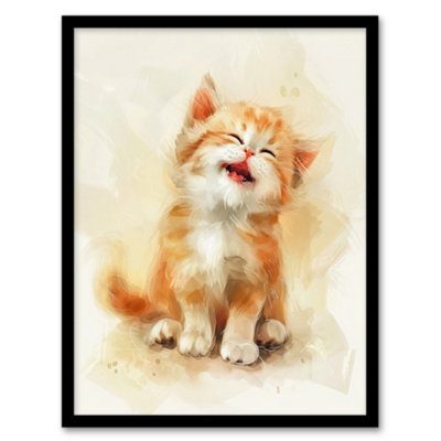 Artery8 Cat Lover Cute Happy Fluffy Ginger Ragdoll Kitten Wall Art PrintA4 Size from B&Q