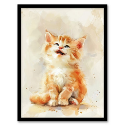 Artery8 Cute Happy Fluffy Ragdoll Kitten Orange Cat Lover Wall Art PrintA4 Size from B&Q
