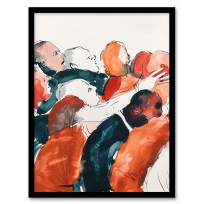 Artery8 Framed Wall Art Sport Rugby Football Scrum Close Up Watercolour12X16 Inch from B&Q