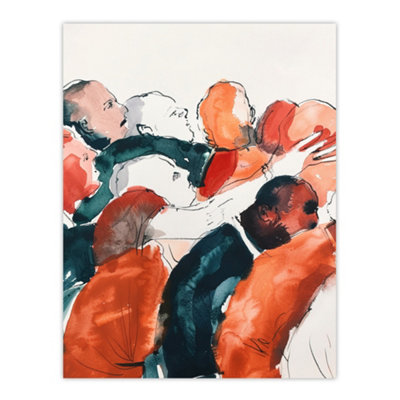 Artery8 Unframed Wall Art Sport Rugby Football Scrum Close Up Watercolour12X16 Inch from B&Q