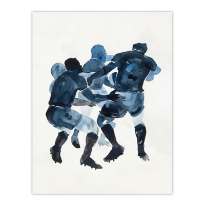 Artery8 Unframed Wall Art Scrum Rugby Football Sport Players Watercolour12X16 Inch from B&Q