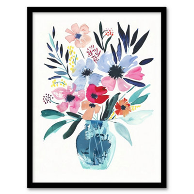Artery8 Pastel Colour Boho Spring Flower Bouquet In Vase Wall Art PrintA4 Size from B&Q