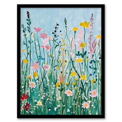 Artery8 Framed Wall Art Summer Wild Flower Blossom Meadow Painting12X16 Inch from B&Q
