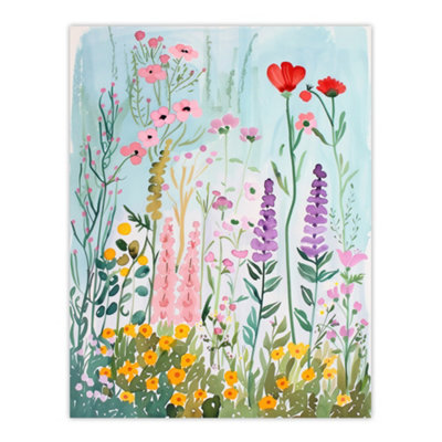 Artery8 Unframed Wall Art Spring Wild Flower Meadow Watercolour Painting12X16 Inch from B&Q