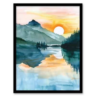 Artery8 Sun Rising Over Lake Blanche Mountain Landscape Wall Art PrintA4 Size from B&Q