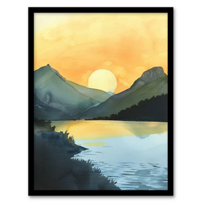 Artery8 Redfish Lake Mountain Landscape Lakeside Sunrise Wall Art PrintA4 Size from B&Q