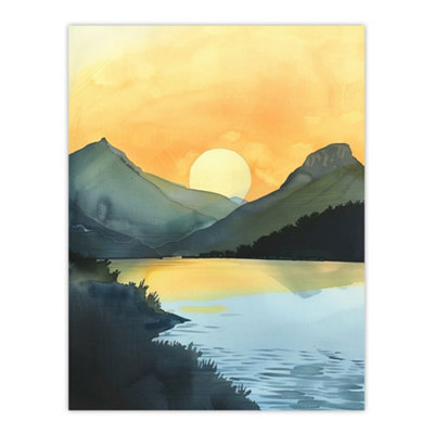 B&Q -  Unframed Wall Art Redfish Lake Mountain Landscape Lakeside Sunrise12X16 Inch