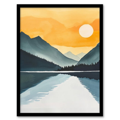 Artery8 Sparks Lake Sunrise Mountain Lakeside Landscape Wall Art PrintA4 Size from B&Q