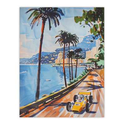 Artery8 Unframed Wall Art Motor Sport Race Monaco Watercolour 1973 Vintage12X16 Inch from B&Q