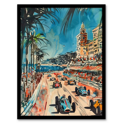 Artery8 Monaco 1973 Vintage Watercolour Motor Racing Wall Art PrintA4 Size from B&Q