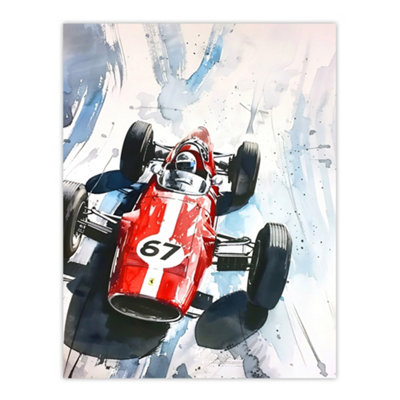 Artery8 Unframed Wall Art Vintage Race Car Motor Sport Racing Painting12X16 Inch from B&Q