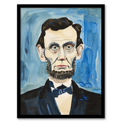Artery8 President Abraham Lincoln Watercolour Portrait Wall Art PrintA4 Size from B&Q