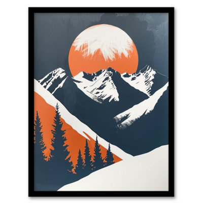 Artery8 Rocky Mountains Forest Sunrise Modern Painting Wall Art PrintA4 Size from B&Q