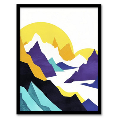 Artery8 Framed Wall Art Alps Mountain Range Vibrant Abstract Geometric12X16 Inch from B&Q