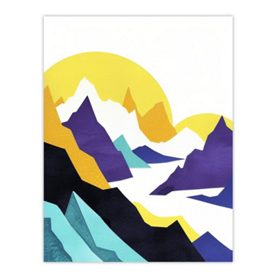 Artery8 Unframed Wall Art Alps Mountain Range Vibrant Abstract Geometric12X16 Inch from B&Q
